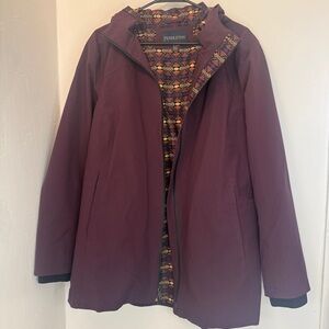Pendleton Women's Hooded All-Weather Parka - Plum Aztec Lining Size XL